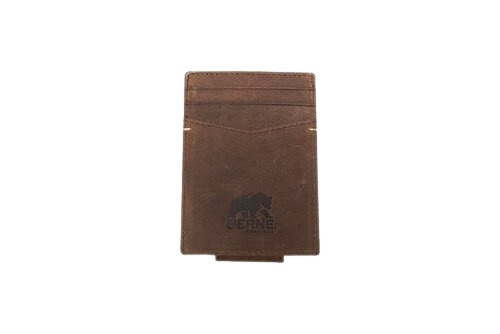 Berne Men's Distressed Leather Magnetic Money Clip