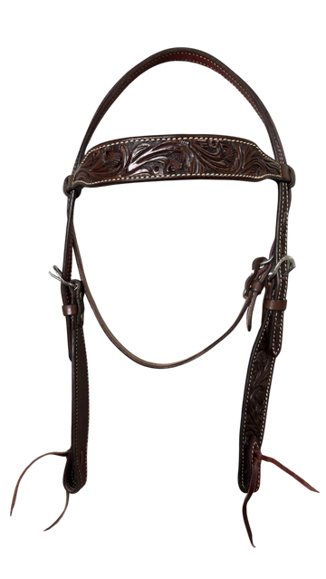 Scott Thomas Chocolate Oak Tooled Browband Headstall