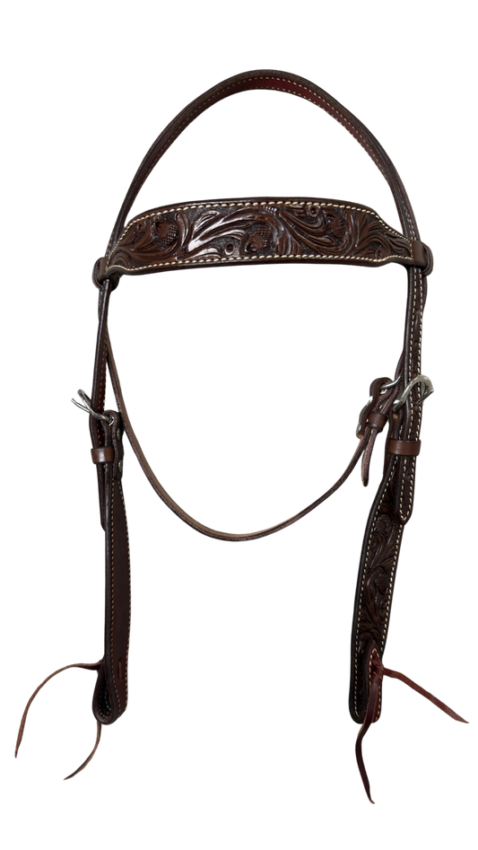 Scott Thomas Chocolate Oak Tooled Browband Headstall