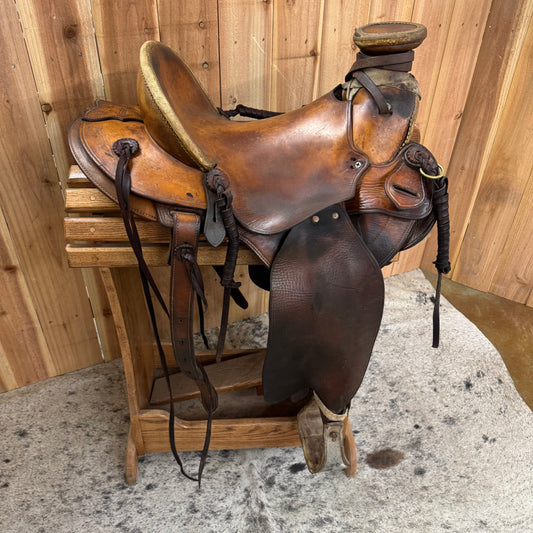 Used Custom Cowboy Brand Ranch Saddle, 14.5" Seat