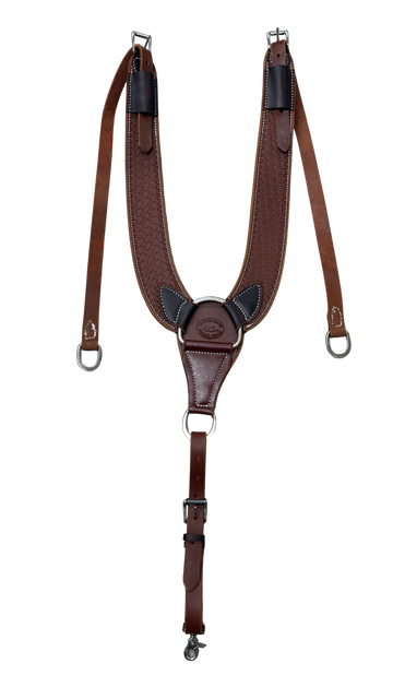 HR Hand Tooled Basket Heavy Oil Leather Pulling Collar