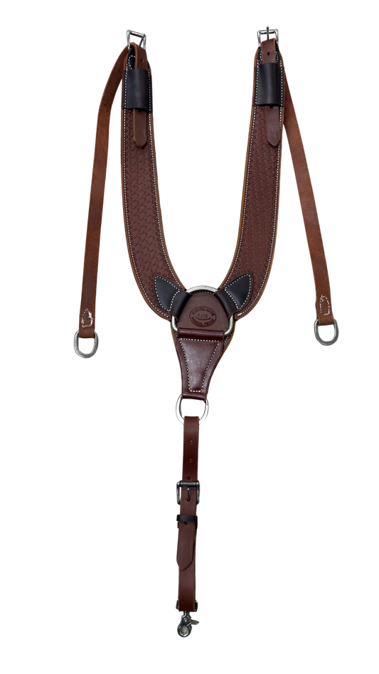 HR Hand Tooled Basket Heavy Oil Leather Pulling Collar