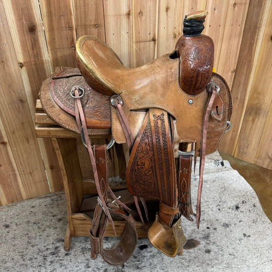 Used Heart O Texas Seat Rig Rancher Saddle, 14" Seat