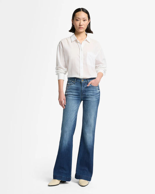 7 for all Mankind Women's Dojo Tailorless Lake Blue Trouser Jeans