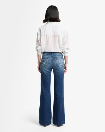 7 for all Mankind Women's Dojo Tailorless Lake Blue Trouser Jeans