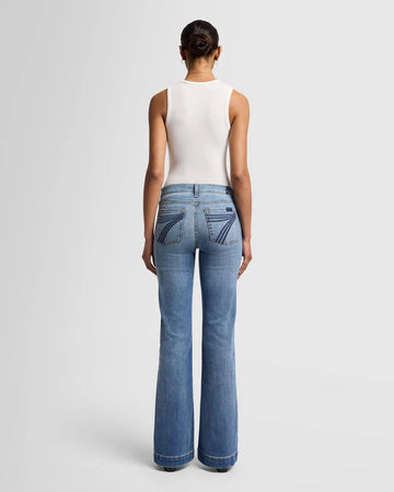 7 for all Mankind Women's Dojo Distressed Authentic Light Trouser Jeans
