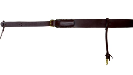 Tucker Chestnut Single Ply Leather 3" Rear Cinch Set w/Gold Stitching