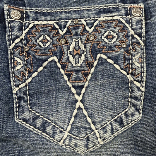 Grace in LA Women's Easy Fit Mid Rise Boot Cut Jeans w/Eagle Stitch Pockets