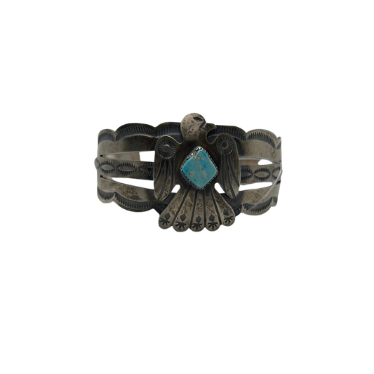 Tim Yazzie MT Turquoise & Sterling Silver Thunderbird Bracelet