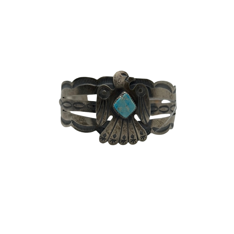 Tim Yazzie MT Turquoise & Sterling Silver Thunderbird Bracelet