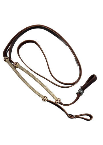 Jerry Beagley Leather Roping Rein w/Rawhide