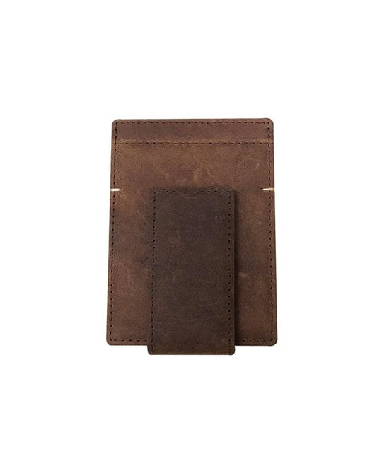 Berne Men's Distressed Leather Magnetic Money Clip