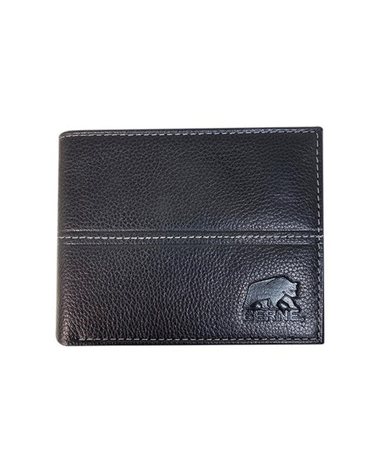 Berne Men's Pebble Grain Leather Stitched Bifold Wallet