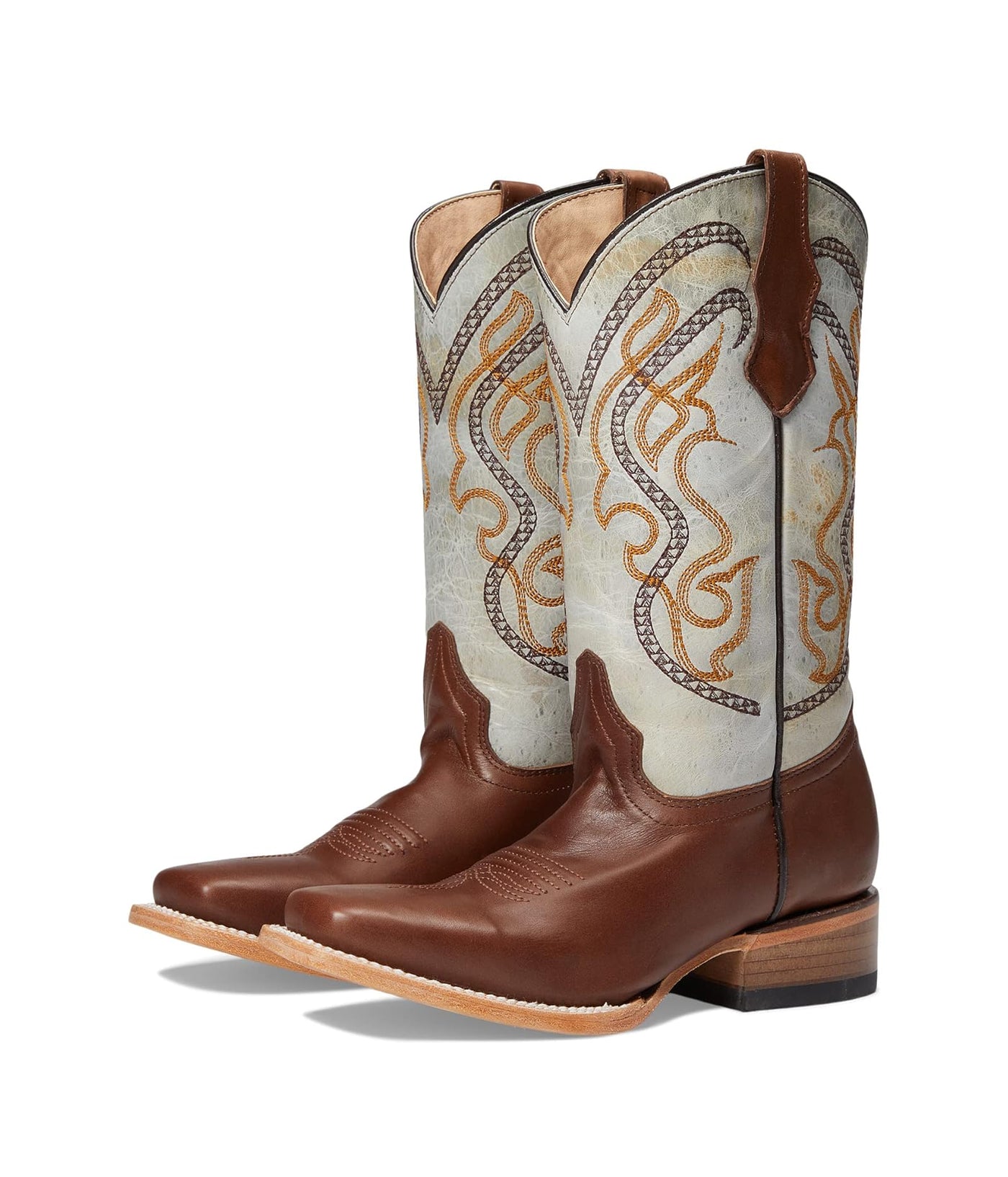 Circle G Teen Brown & Aqua Embroidery Square Toe Boots