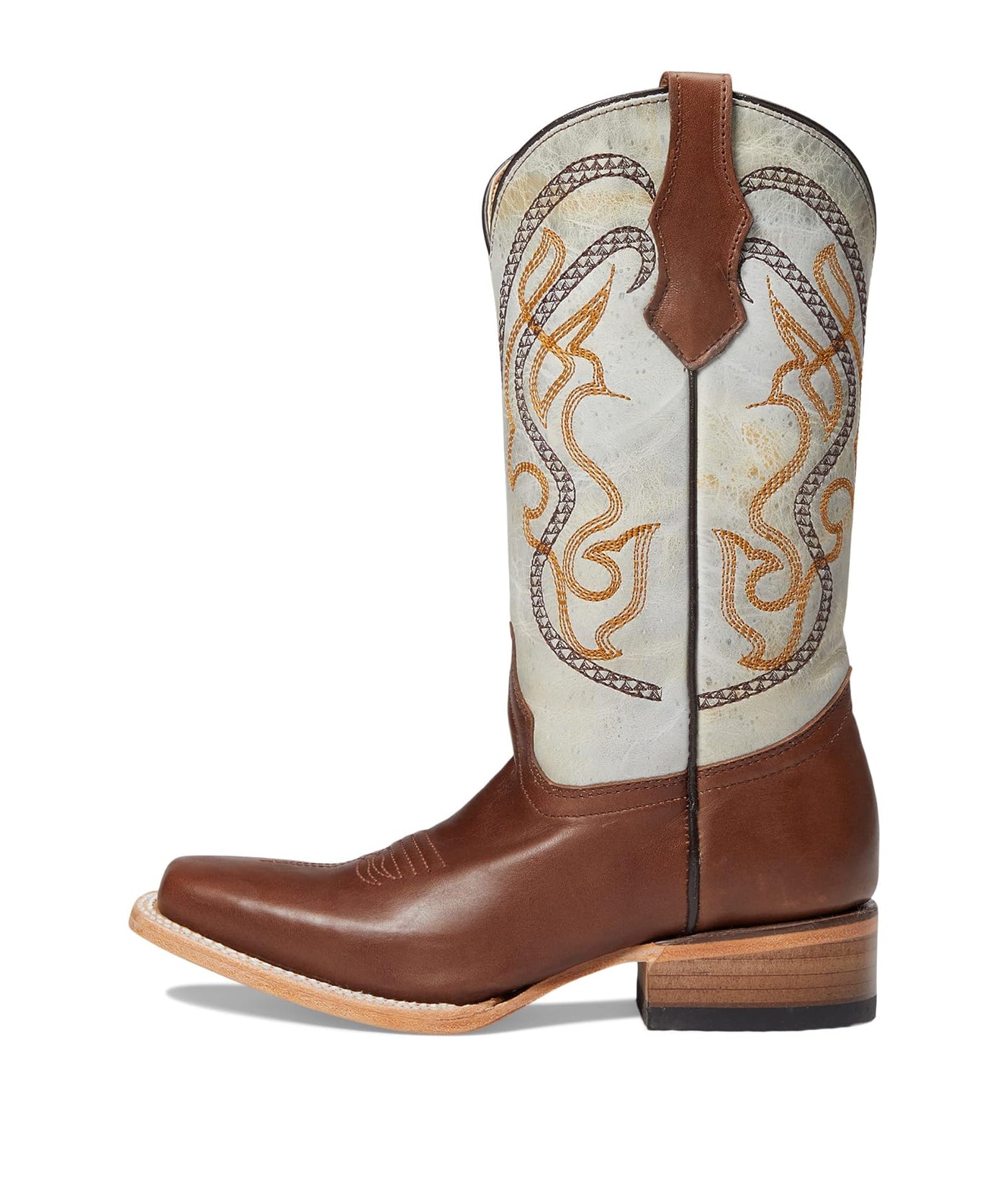 Circle G Teen Brown & Aqua Embroidery Square Toe Boots