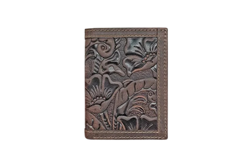 Wrangler Men's Texas Rose Embossed Leather Trifold Wallet