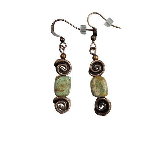 Turquoise with Copper Dangle Earrings