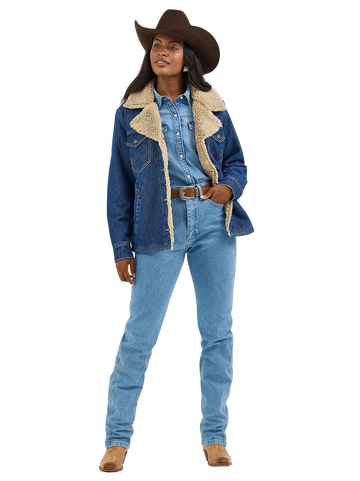 Wrangler Women's Western Sherpa Lined Denim Range Coat