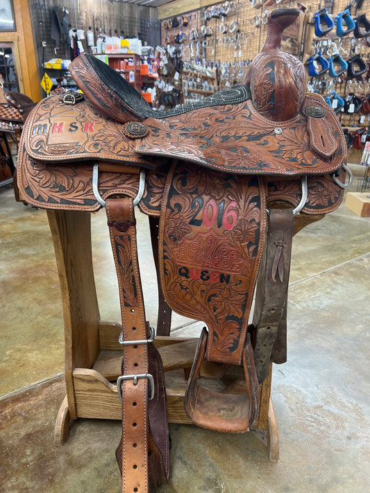 Used Sloan Diamond S Roper Saddle, 14" Seat
