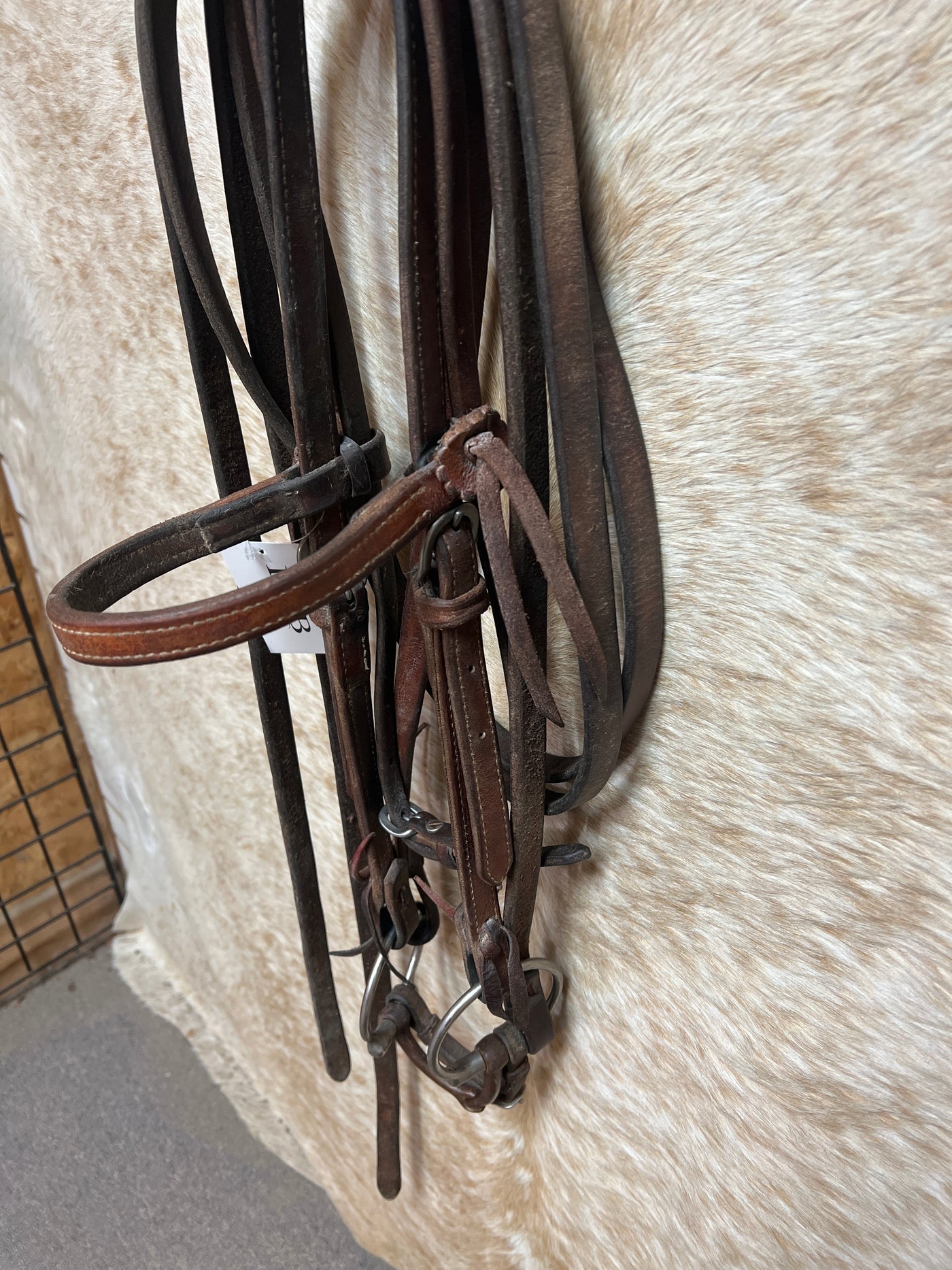 Used Bridle Heavy Harness With 3/4" Split Reins and Offset D Ring Bit