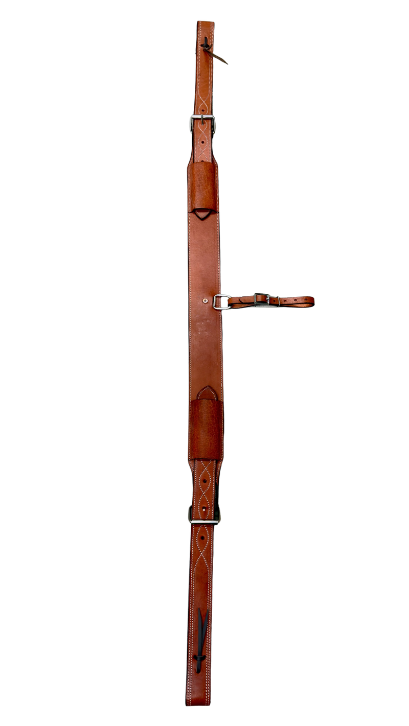 Chestnut Leather 3" Wide Back Cinch, Complete with Billets