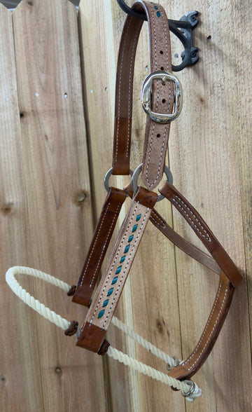 San Saba 1" Harness Leather Halter w/Rope Nose