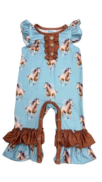 Shea Baby Infant/Toddler Girl's Running Horse Romper
