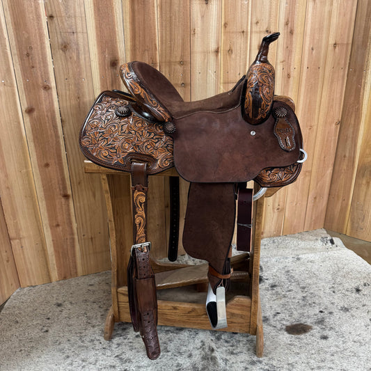R Bar B Barrel Saddle, 14" Seat