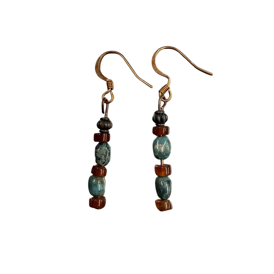 Turquoise & Carnelion Dangle Earrings