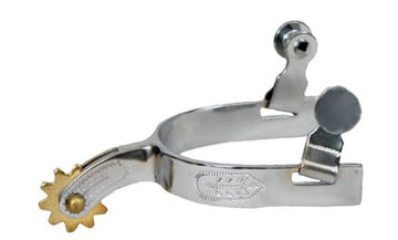Chrome Plated Small Youth Spurs with Engraved Leaf Design