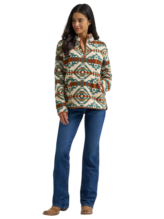 Wrangler Women's Pale Prairie High Plains Sherpa Zip Pullover