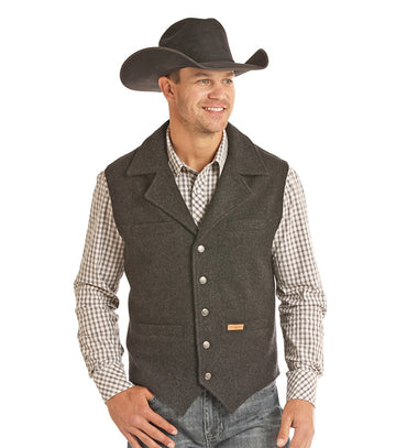 Powder River Men's Solid Charcoal Montana Vest