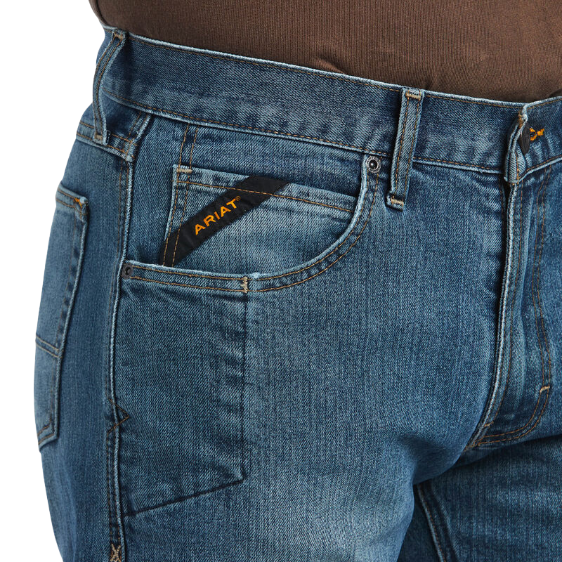 Ariat Men's Rebar M5 Straight DuraStretch Basic Stackable Straight Leg Jean-Edgewood