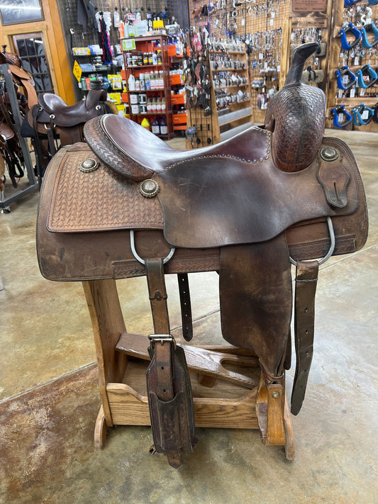 Used Dave Pollat Ranch Cutter Saddle, 16"