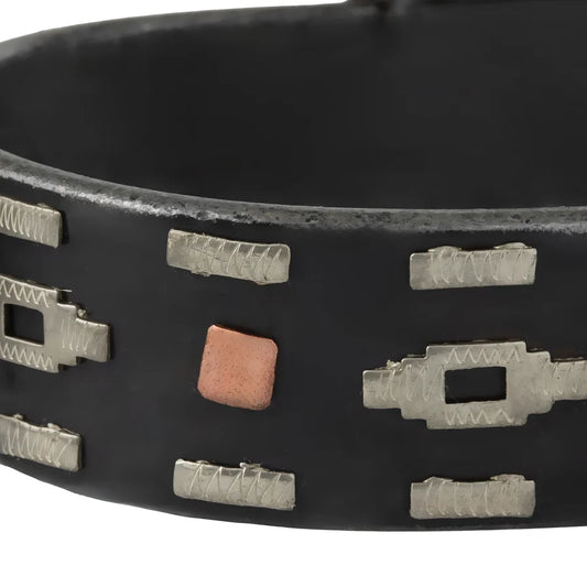 Weaver Men's Spur with German Silver Aztec Trim and Copper Dots