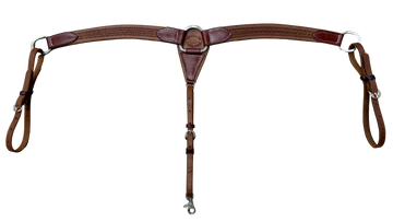 HR 1-1/2" Hand Tooled w/Running W Heavy Oil Leather Breast Collar