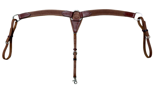 HR 1-1/2" Hand Tooled w/Running W Heavy Oil Leather Breast Collar