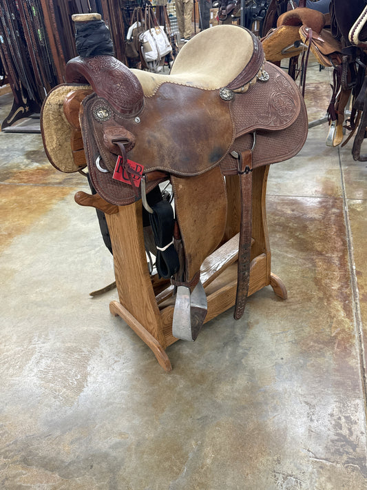 Used Cactus Saddlery Team Roper Saddle, 15" Seat