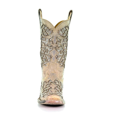 Corral Women's White w/Glitter Inlay Boots