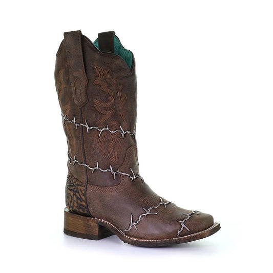 Corral Women's Barbed Wire Woven Square Toe Western Boots