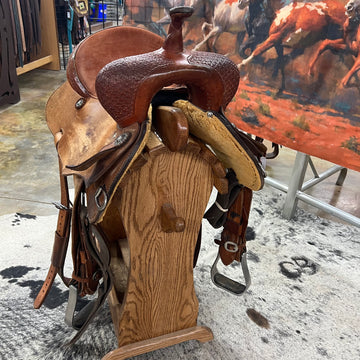 Used R Bar B Barrel Saddle, 14.5" Seat