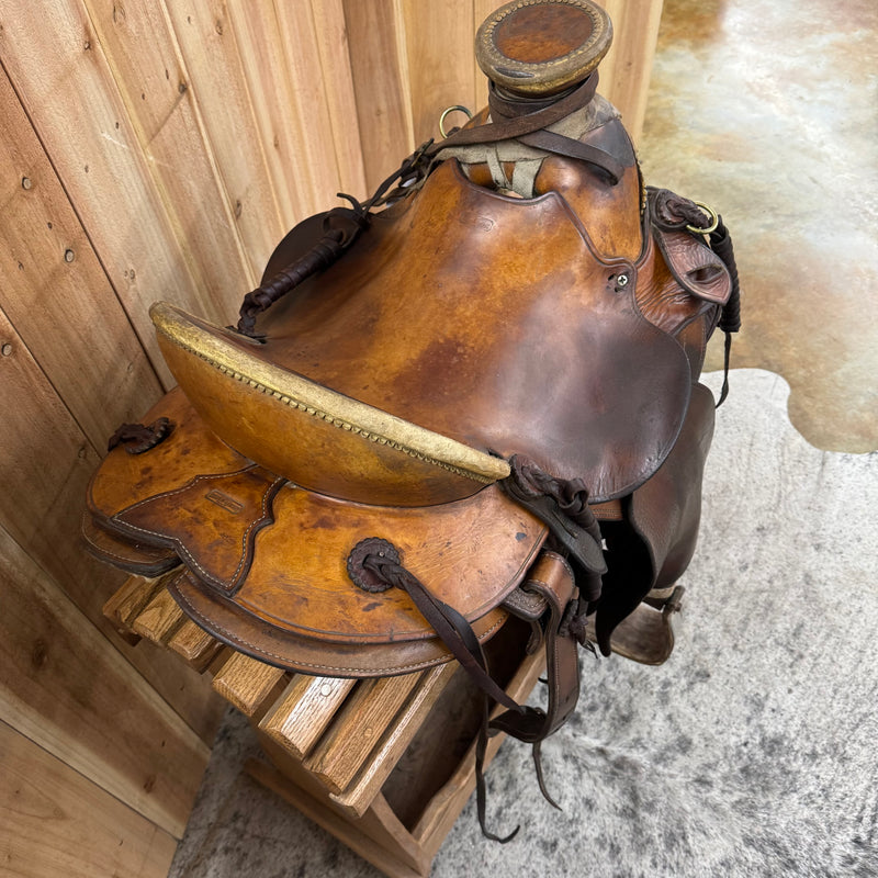 Used Custom Cowboy Brand Ranch Saddle, 14.5" Seat