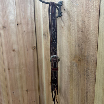 Latigo Shaped Split Ear Gunslinger Stitch Headstall with Cutrell Stainless Buckle