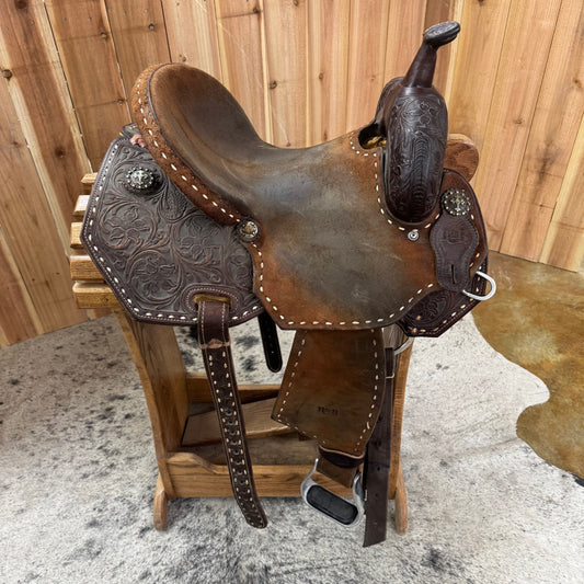 Used R Bar B Barrel Saddle, 14" Seat