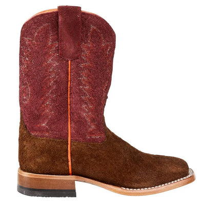 Anderson Bean Kid's Brown Roughout w/Burgundy Roughout Top Boots