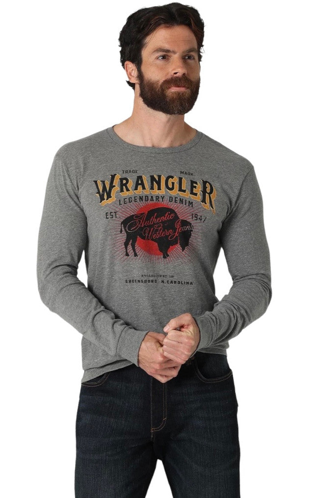 Wrangler Men's Buffalo Design Long Sleeve T-Shirt