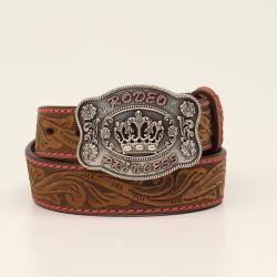 Angel Ranch Dark Brown Floral Tooled Belt