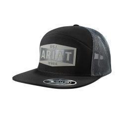 Ariat Men's Cap Snap Back Leather Patch Black
