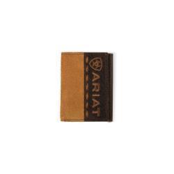 Ariat Men's Roughout Croco Tan Trifold Wallet