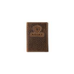 Ariat Men's Inlay Patch Brown Trifold Wallet
